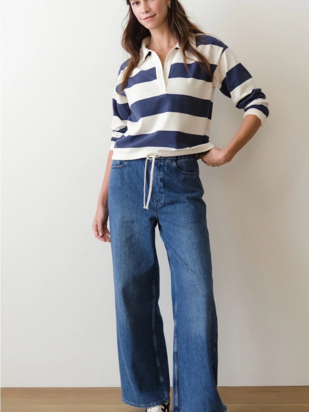 Marine Layer Women's Wide Leg Jeans in Blue Denim